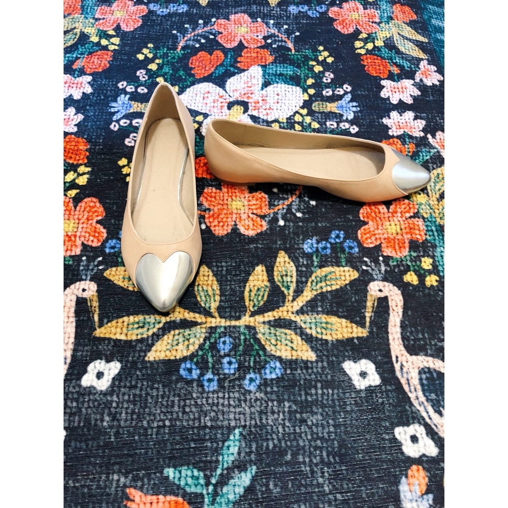 ASOS metallic heart blush flats, size 7